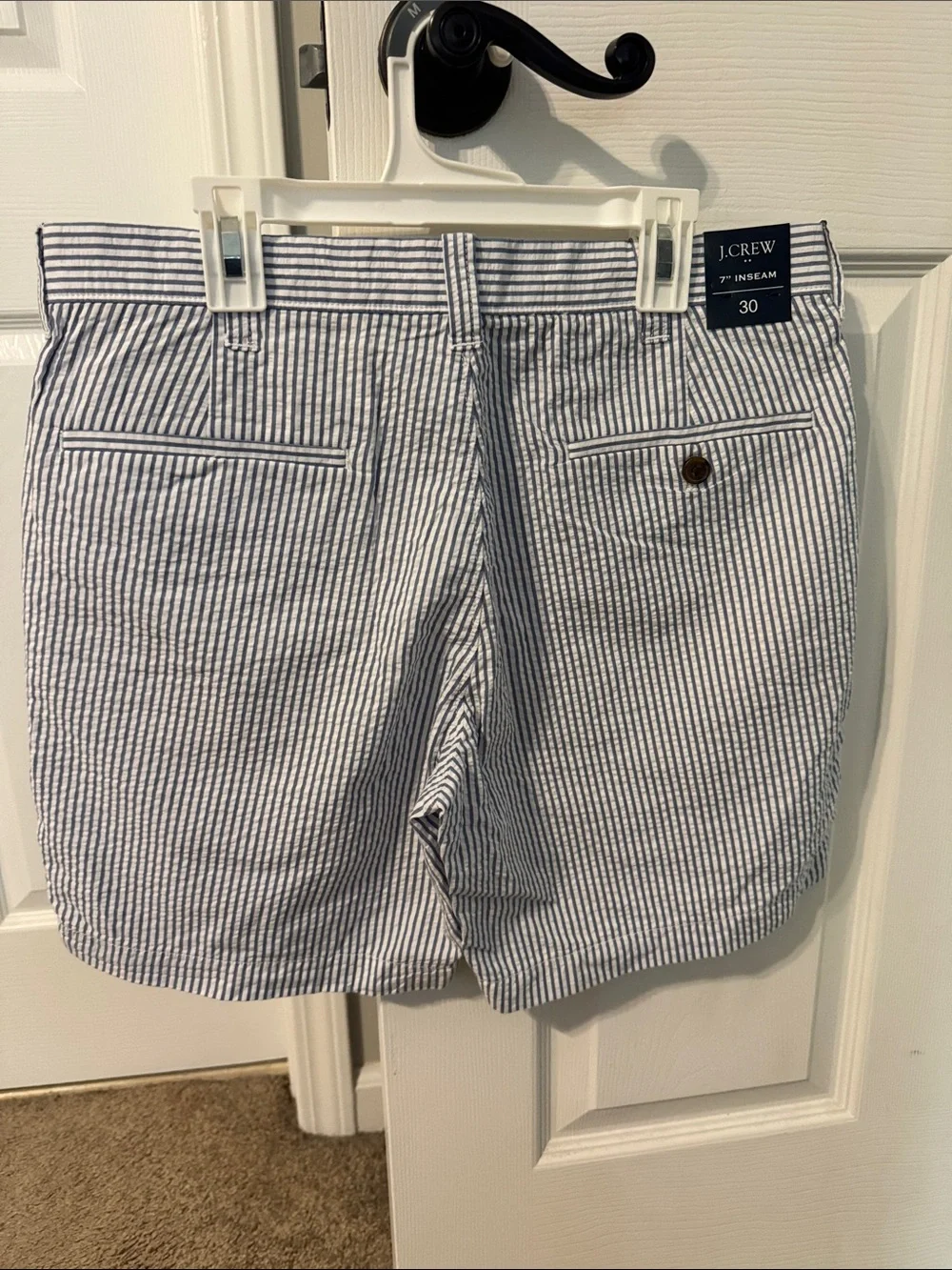 J. Crew Blue and White Seersucker Flat Front Men’s Shorts